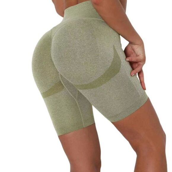High Waisted Butt Shaping Yoga Shorts Green & Purple Sz S - Picture 3 of 6